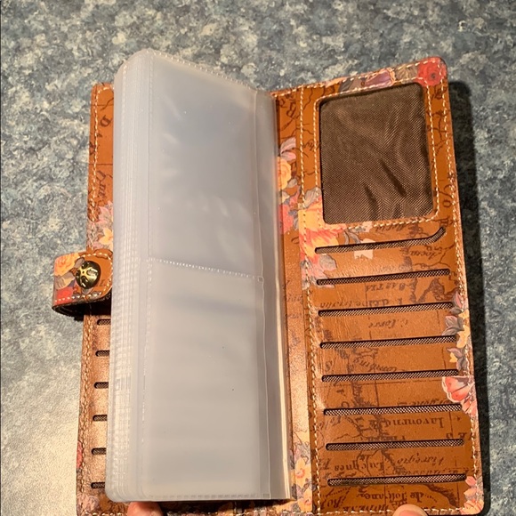 Patricia nash map and Floral print Leather Card Holder wallet 8x3 - Picture 3 of 6
